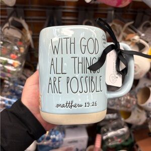 Rae Dunn Inspirational Blue Mug - With God All Things Are Possible